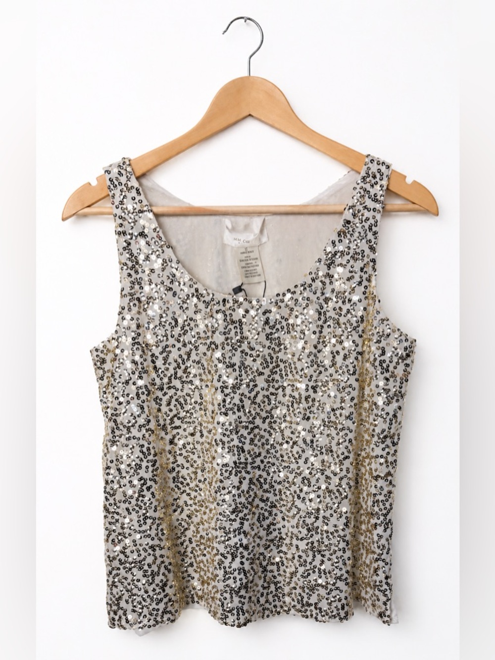 MM Couture Champagne Sequin Tank Top M NWT Sparkly Party Y2K Glam